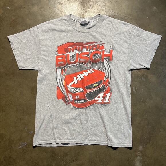 Vintage Y2k Kurt Busch Grey/Red Nascar Racing T-Shirt - Picture 1 of 4